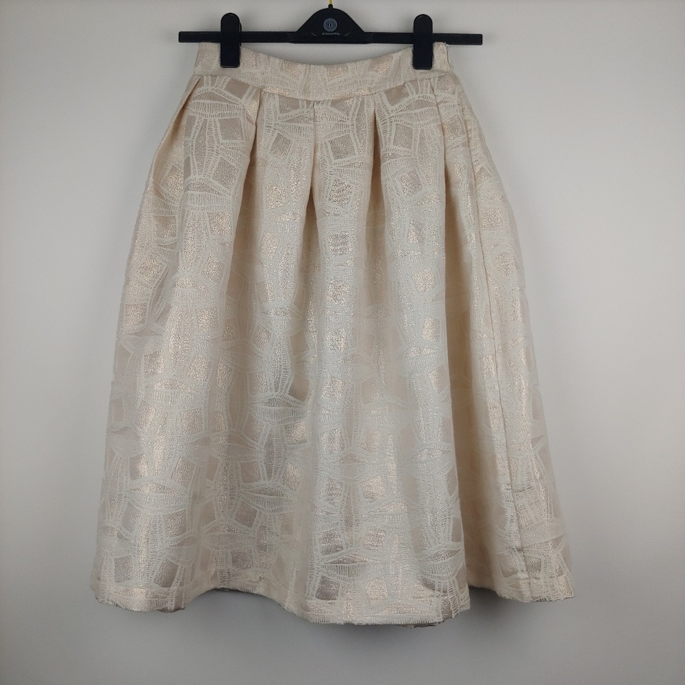 LuLu's Gold & Ivory Midi Full Skirt Size M